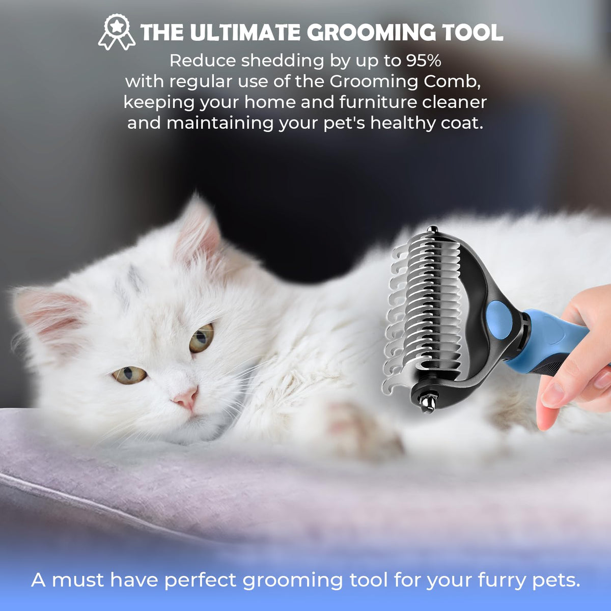 2-in-1  Pet Undercoat Rake & Dematting Comb for Dogs & Cats 🐾