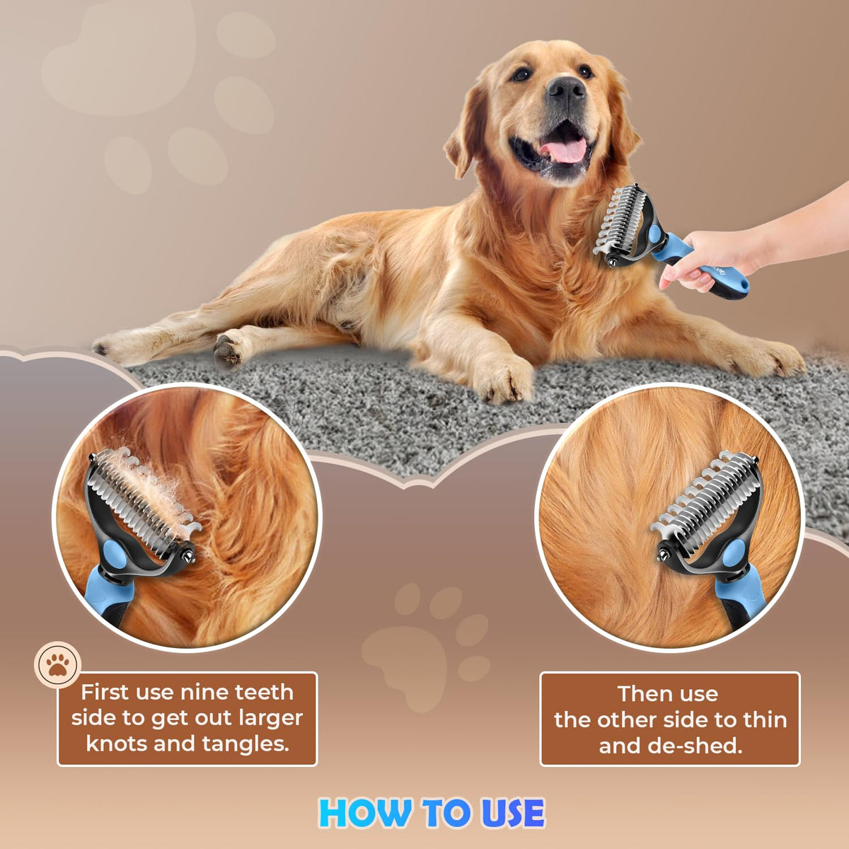2-in-1  Pet Undercoat Rake & Dematting Comb for Dogs & Cats 🐾