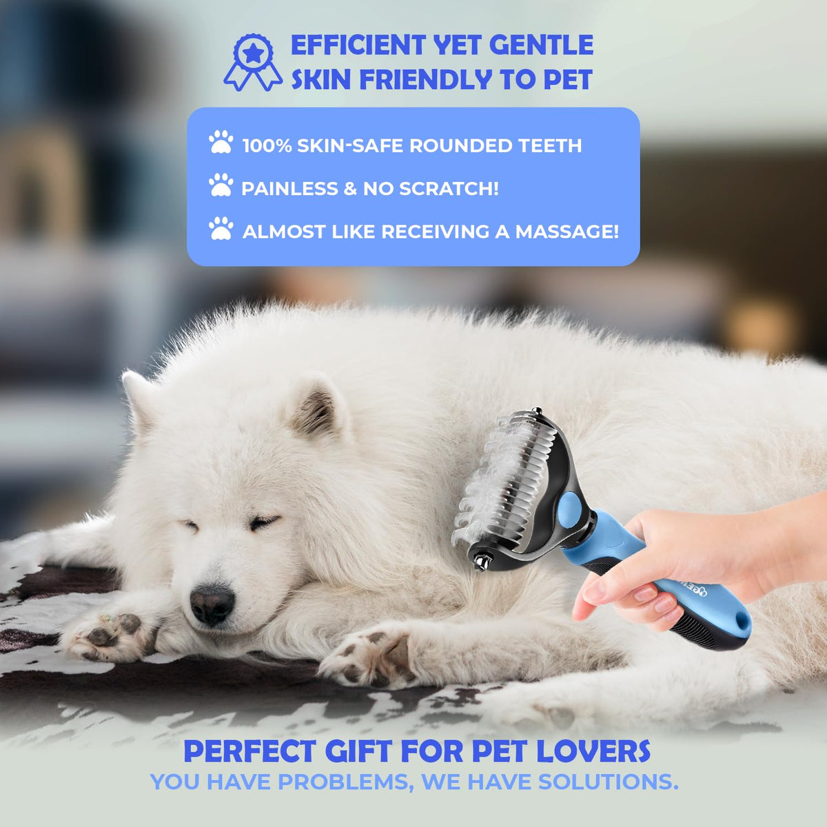 2-in-1  Pet Undercoat Rake & Dematting Comb for Dogs & Cats 🐾