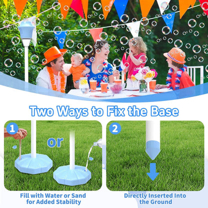 Magic Bubble Tower™ Machine for Kids, Automatic Standing Bubble Maker Machine Height Adjustable Up to 47 Inches Outdoor Battery Bubble Machine with Light/Music for Toddlers Birthday Party Gifts（Blue）