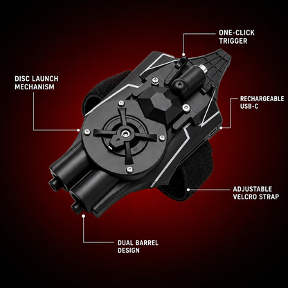 Web Shooter Wrist Launcher Toy – Rechargeable Disc Blaster with Glove