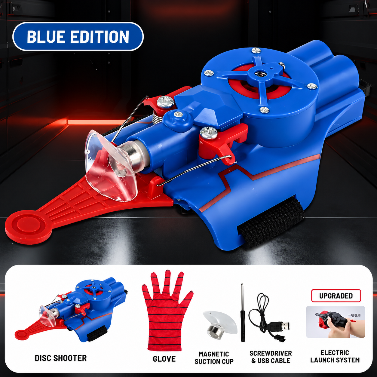Web Shooter Wrist Launcher Toy – Rechargeable Disc Blaster with Glove