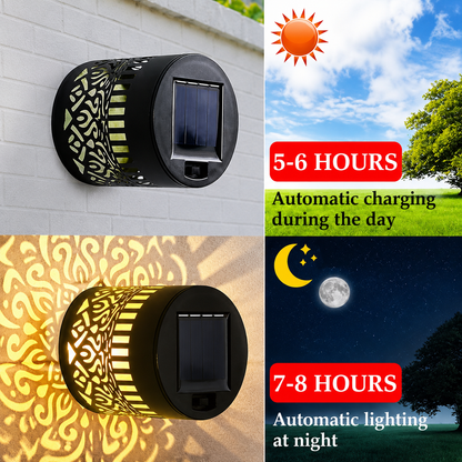 ✨ Portable Solar Lantern with Artistic Shadow Pattern – Warm Glow Outdoor Garden Light for Balcony, Fence, Desktop & Walls ✨