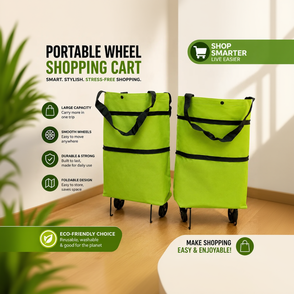 Foldable Rolling Shopping Bag – Expandable Grocery Tote with Wheels