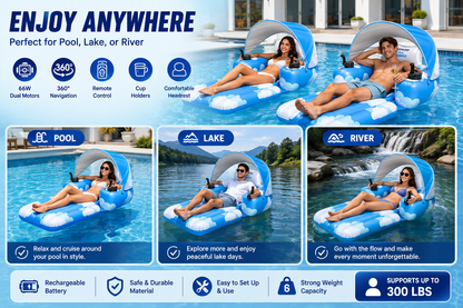 Premium Motorized Pool Float with Remote Control Drive & 360° Steering 🚤