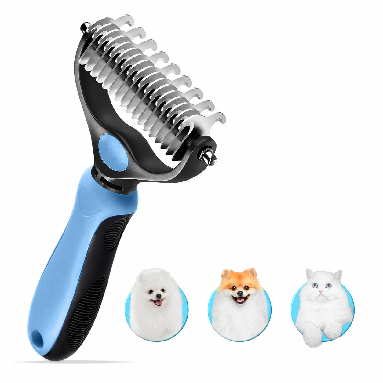 2-in-1  Pet Undercoat Rake & Dematting Comb for Dogs & Cats 🐾