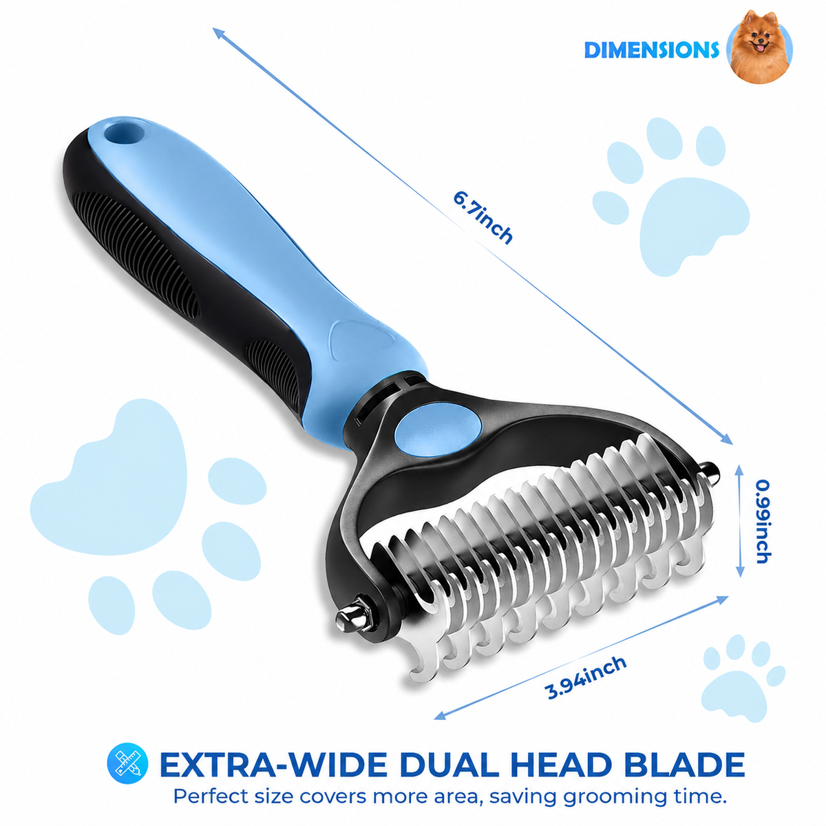 2-in-1  Pet Undercoat Rake & Dematting Comb for Dogs & Cats 🐾