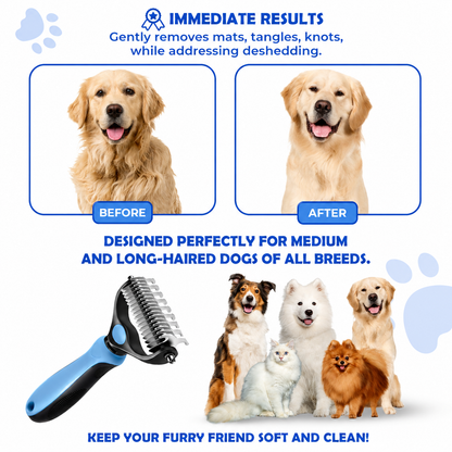 2-in-1  Pet Undercoat Rake & Dematting Comb for Dogs & Cats 🐾