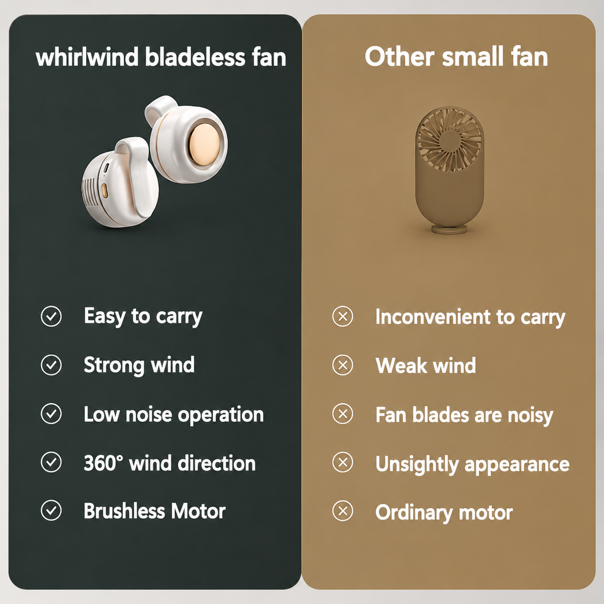 New USB Hanging Neck Fan – 360° Portable Mute Mini Clip Leafless Hanging Waist Electric Fan