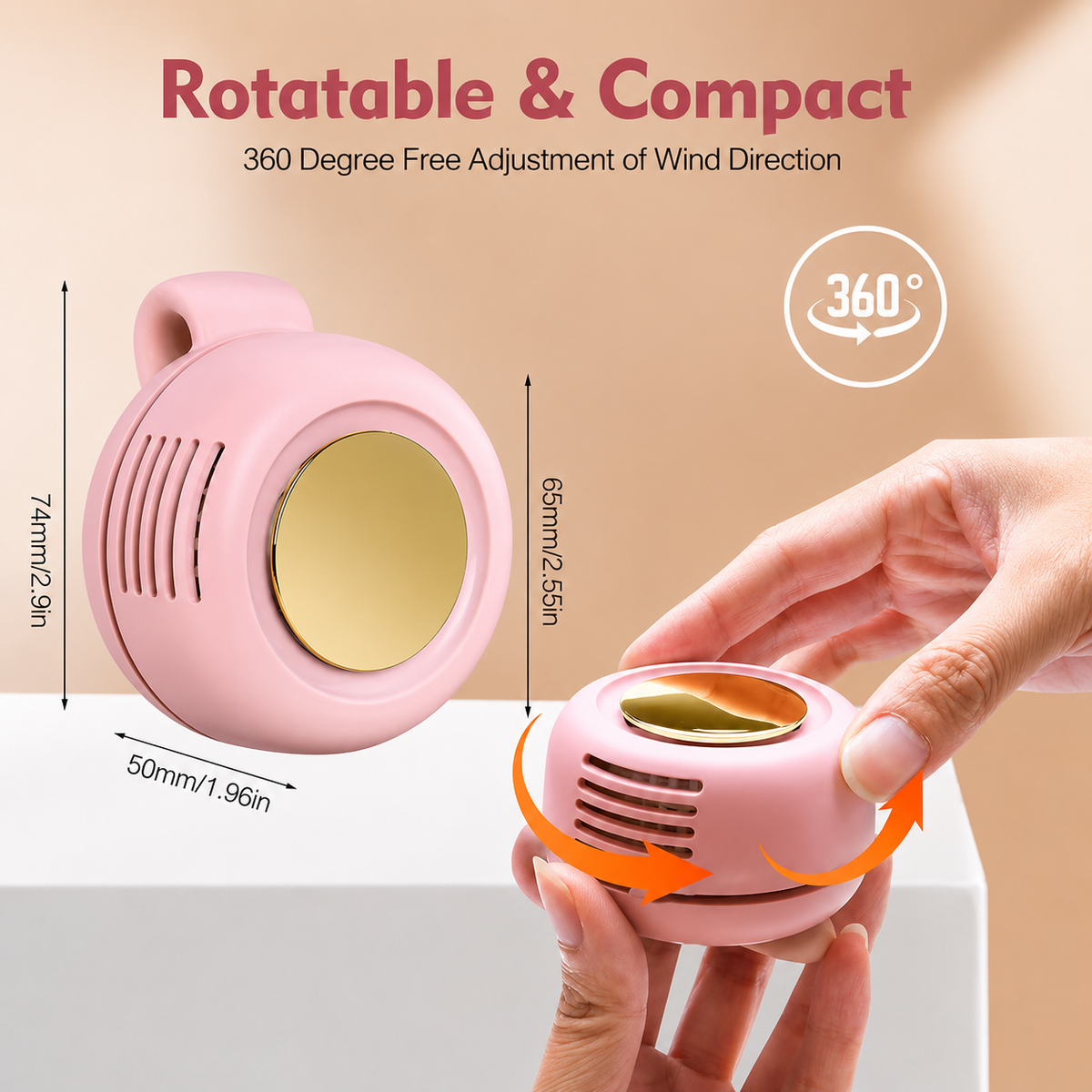 New USB Hanging Neck Fan – 360° Portable Mute Mini Clip Leafless Hanging Waist Electric Fan