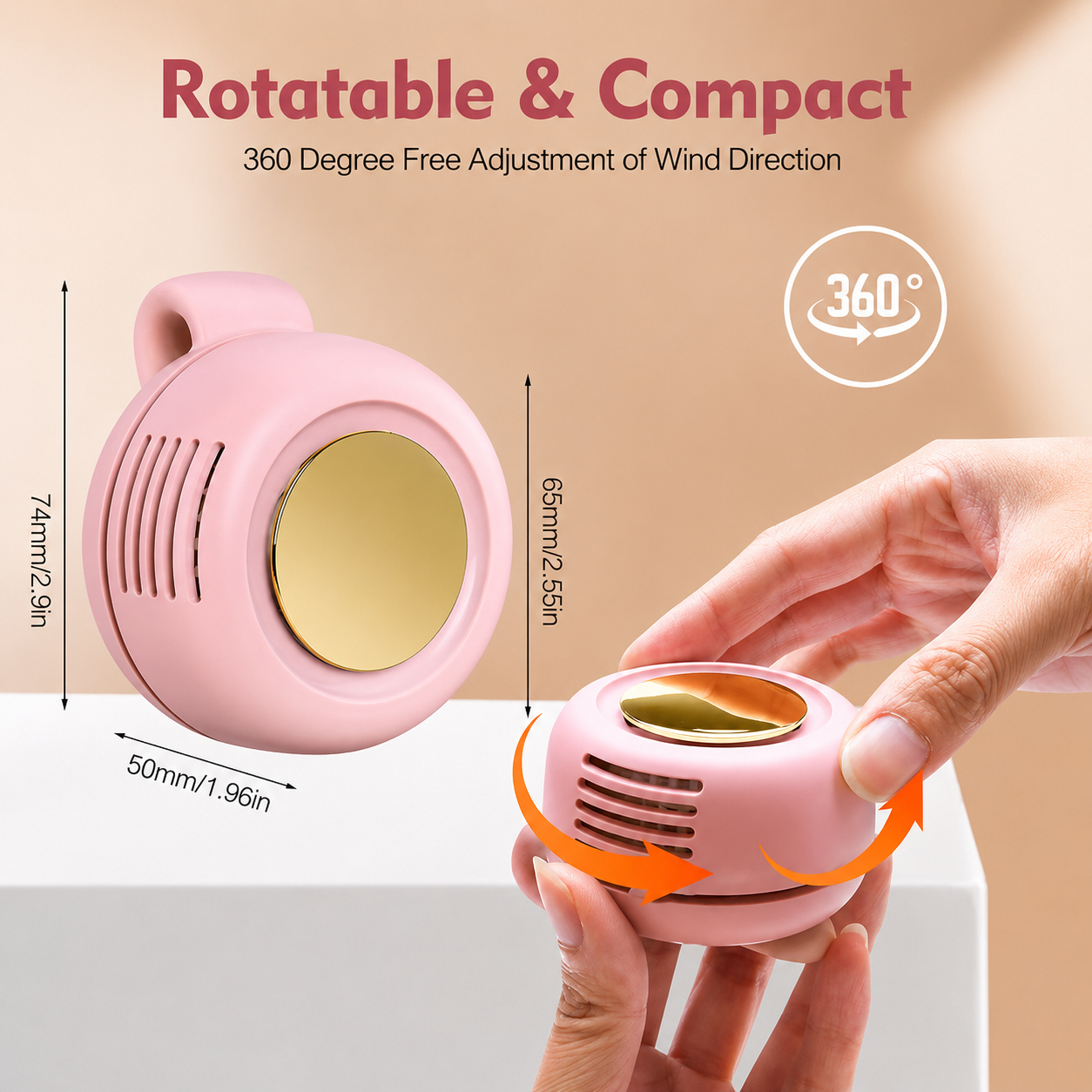 New USB Hanging Neck Fan – 360° Portable Mute Mini Clip Leafless Hanging Waist Electric Fan