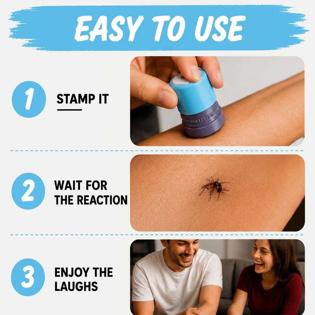 🦟 Realistic Mosquito Bite Prank Stamp | Self-Inking Fake Bite Marker for Funny Pranks & Parties 😂